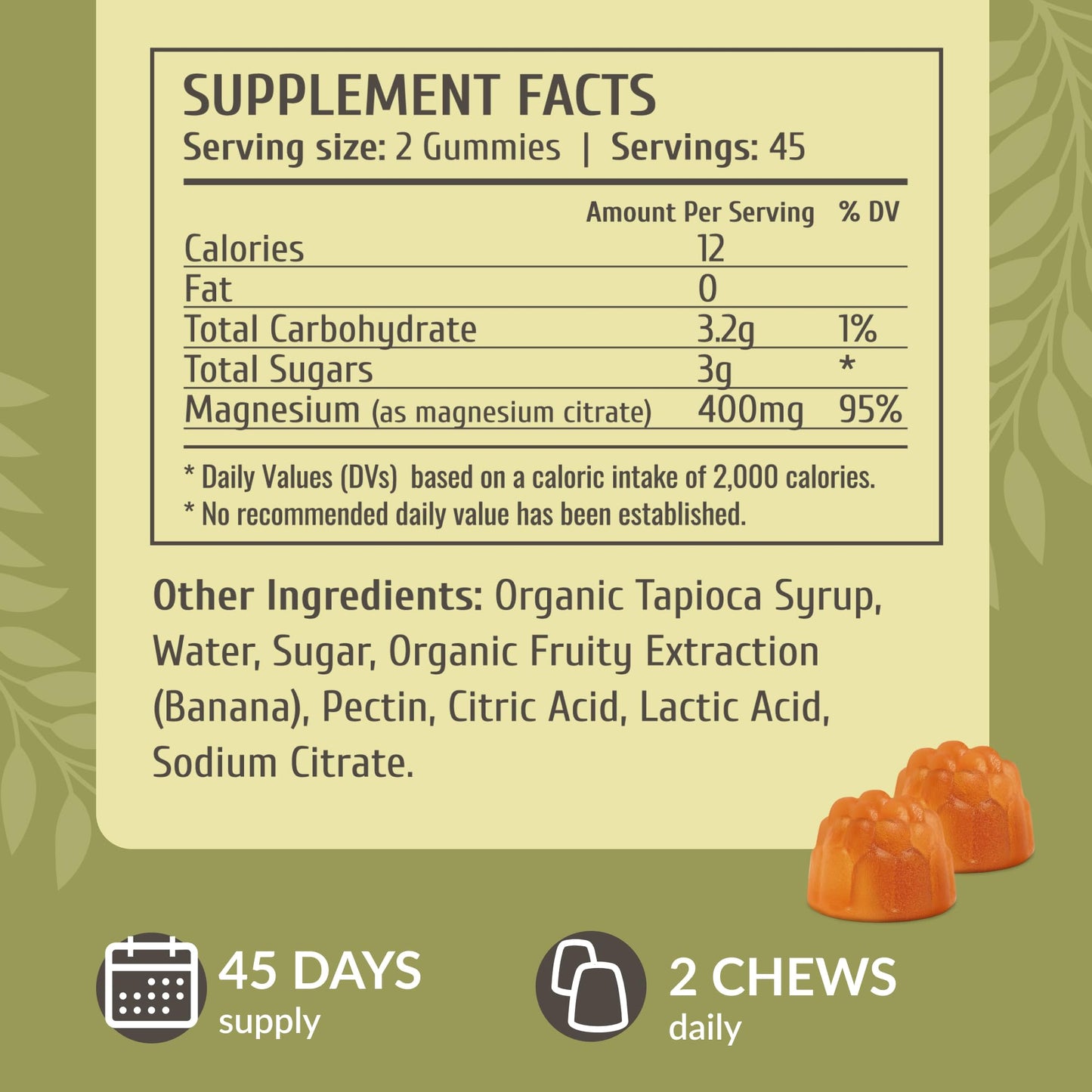 HERBAMAMA Calm Magnesium Gummies - 400mg Magnesium Citrate, Vegan & Non-GMO