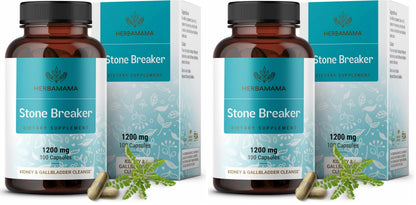 HERBAMAMA Chanca Piedra 1200mg – Kidney Stone Breaker, Gallbladder & Urinary Support (Pack of 2) – Vegan, Non-GMO