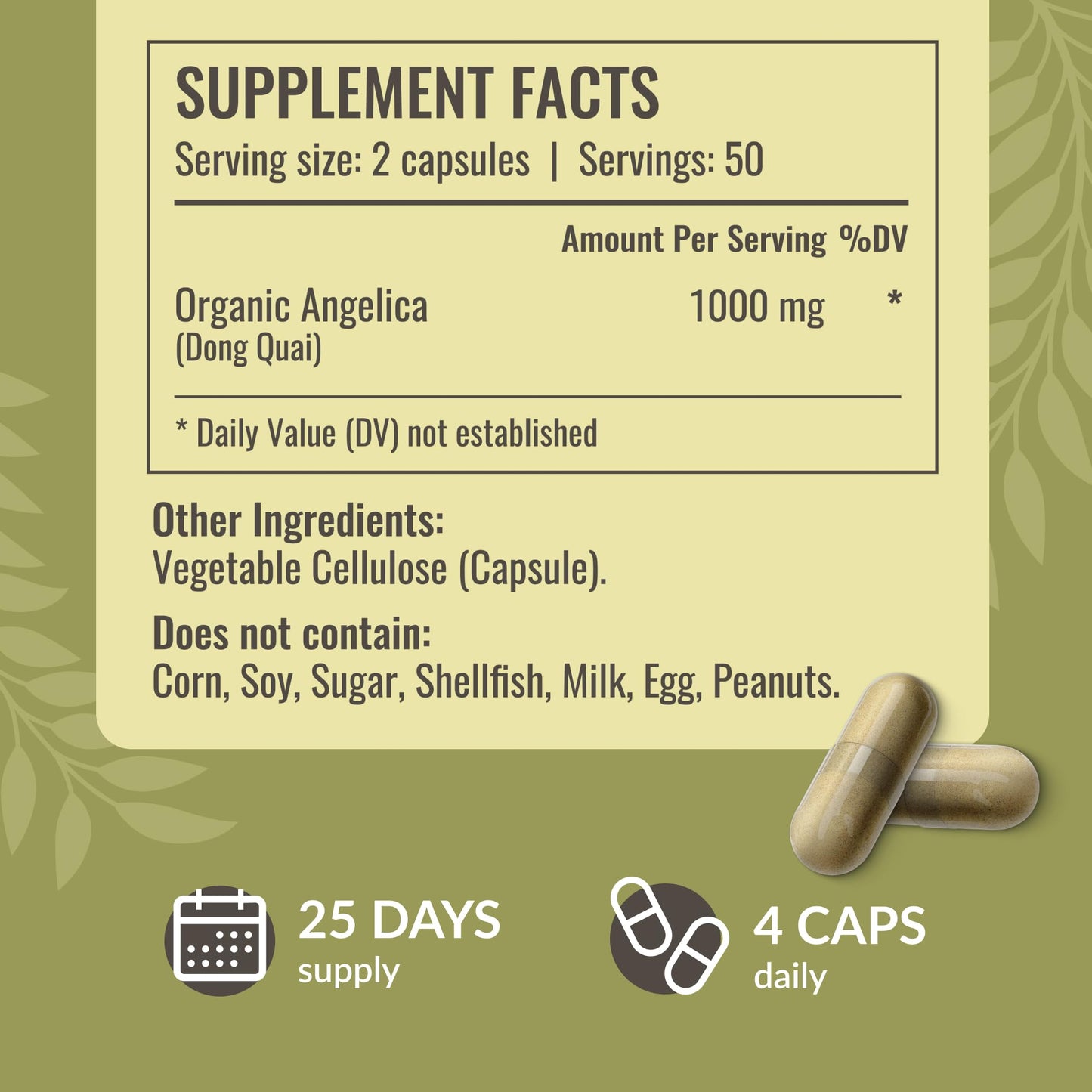 HERBAMAMA Dong Quai Supplement - 1000mg Angelica Root for Women's Support - Vegan, Non-GMO Capsules