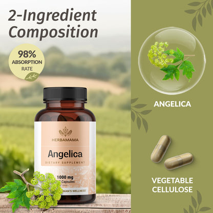 HERBAMAMA Dong Quai Supplement - 1000mg Angelica Root for Women's Support - Vegan, Non-GMO Capsules