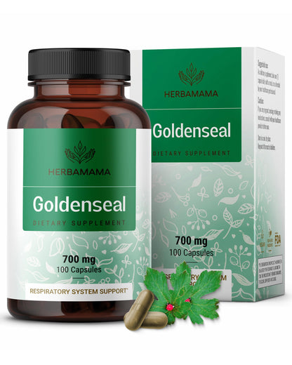 Goldenseal Root Capsules 700mg - Immune & Respiratory Support | Vegan, Non-GMO | Herbamama