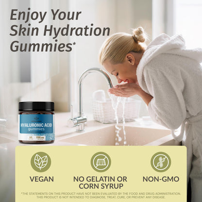 HERBAMAMA Hyaluronic Acid Gummies – 250mg Pure Hyaluronic Acid for Hair, Skin & Nails – Vegan, Non-GMO – 60 Pectin-Based Mango Chews