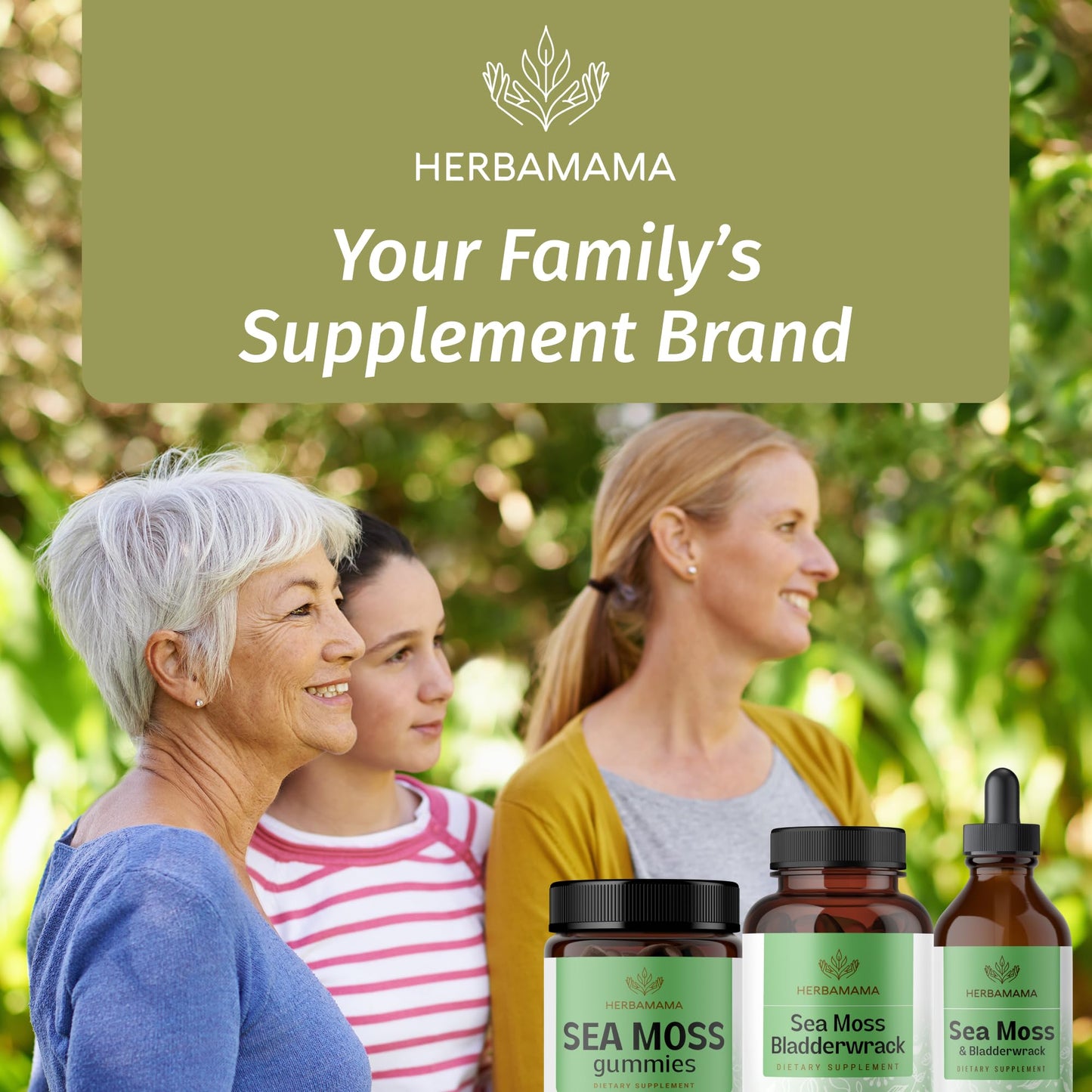 HERBAMAMA Sea Moss and Bladderwrack Capsules - 1600mg Irish Sea Moss for Immune Support - Vegan, Non-GMO Immunity Supplement for Overall Support