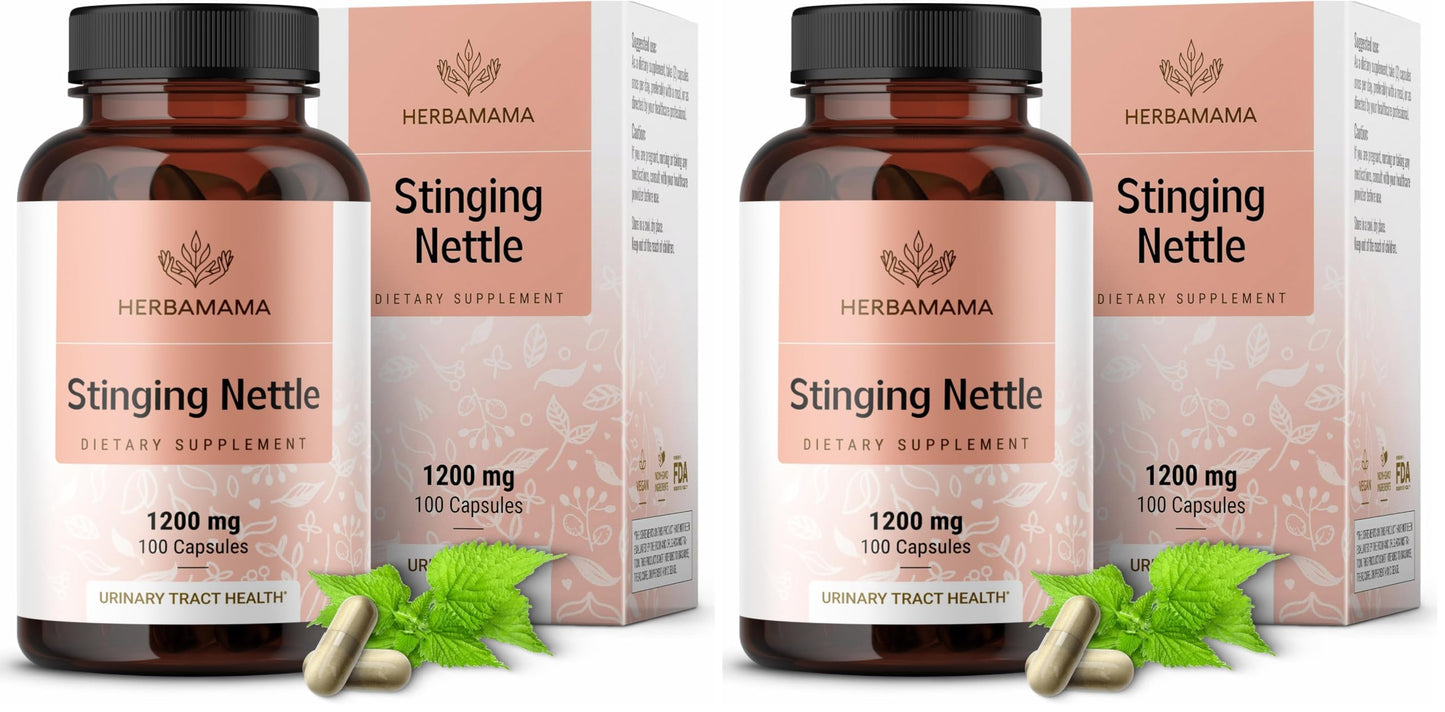 HERBAMAMA Stinging Nettle 1200mg – Urinary Tract Support (Vegan, Non-GMO) Pack of 2