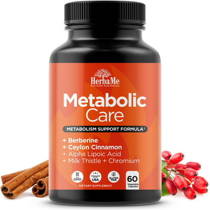 HerbaMe Berberine Metabolic Care – Cinnamon, Chromium & Alpha Lipoic Acid for Energy & Metabolism