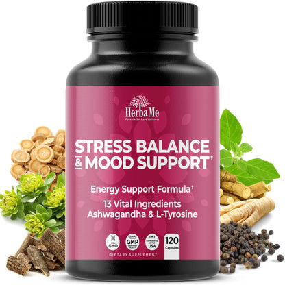 HerbaMe Cortisol Manager – Mood Balance & Energy Support, 120 Capsules