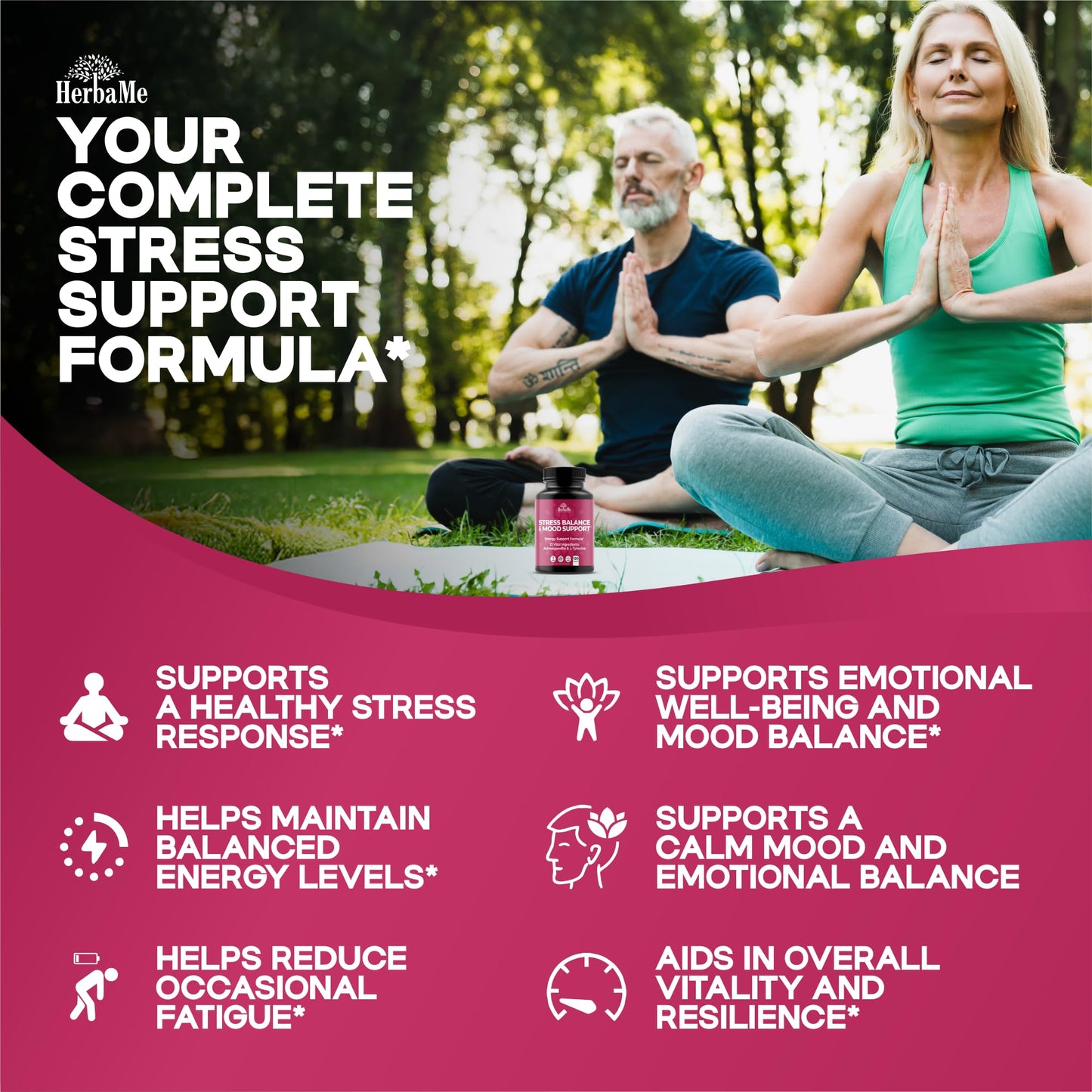 HerbaMe Cortisol Manager – Mood Balance & Energy Support, 120 Capsules