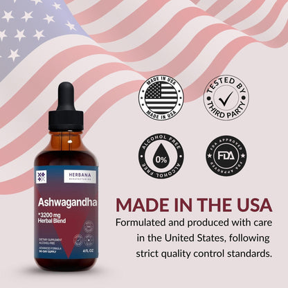 HERBANA Ashwagandha Liquid Drops – High Potency For Muscle Recovery