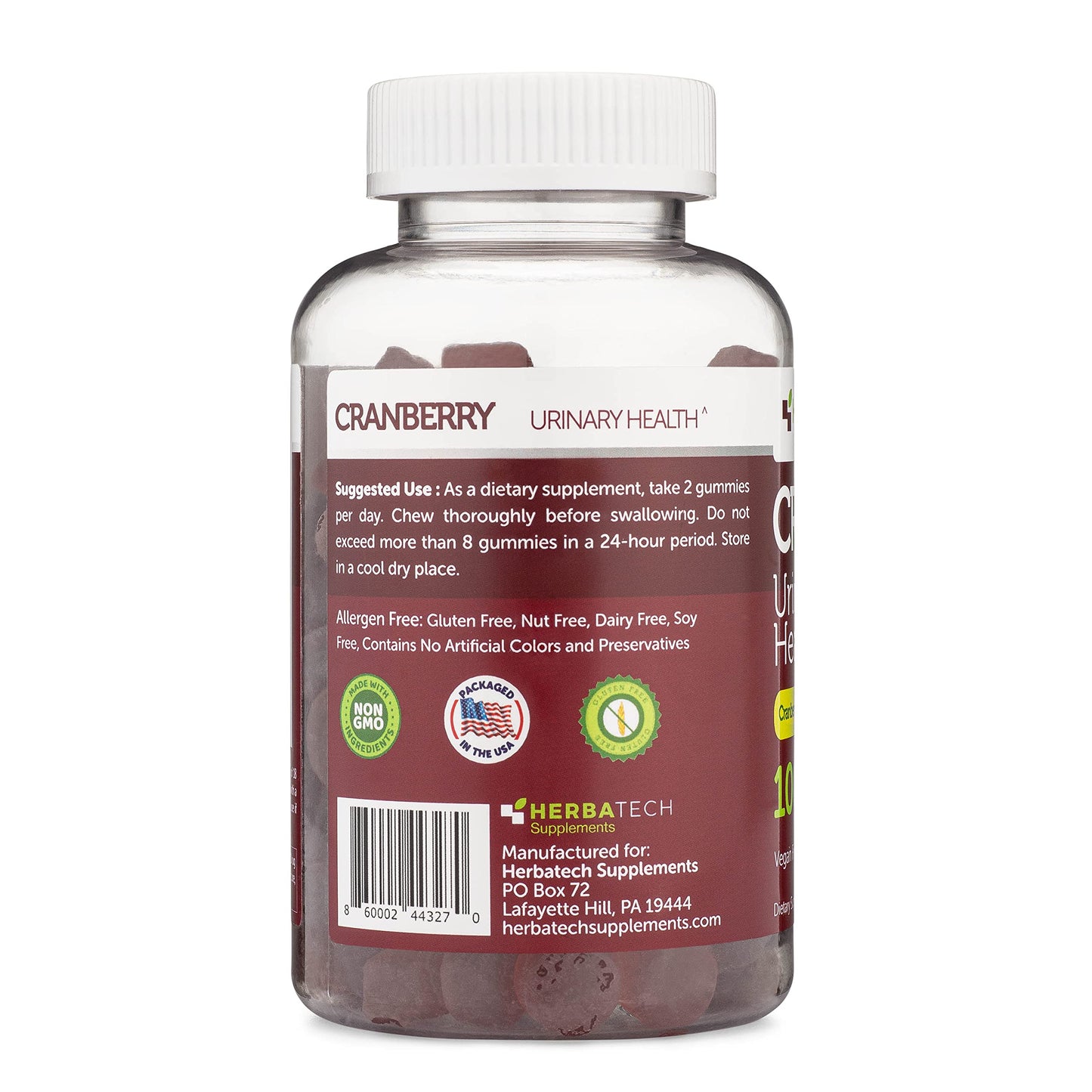 Herbatech Cranberry Gummies 1000mg – UTI Health (100 ct) USA