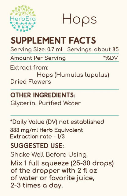 Hops B60 Alcohol-Free Herbal Extract Tincture – Hops (Humulus Lupulus) Dried Flower 2 oz