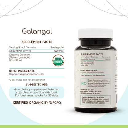 HerbEra Galangal 60 Capsules – 500 mg, USDA Organic Galangal (Alpinia Galangal) – Pack of 2
