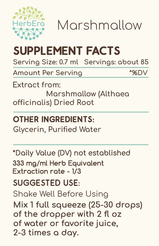 HerbEra Marshmallow B60 Alcohol-Free Herbal Extract Tincture (2 fl oz)