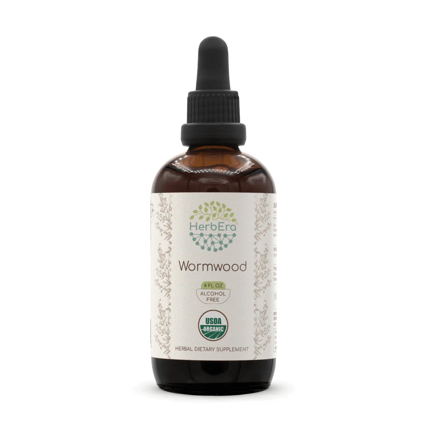 HerbEra Wormwood B120 USDA Organic Tincture - Alcohol-Free, High-Potency Herbal Drops (4 oz)