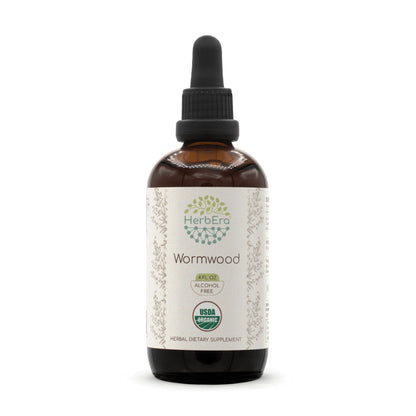HerbEra Wormwood B120 USDA Organic Tincture - Alcohol-Free, High-Potency Herbal Drops (4 oz)