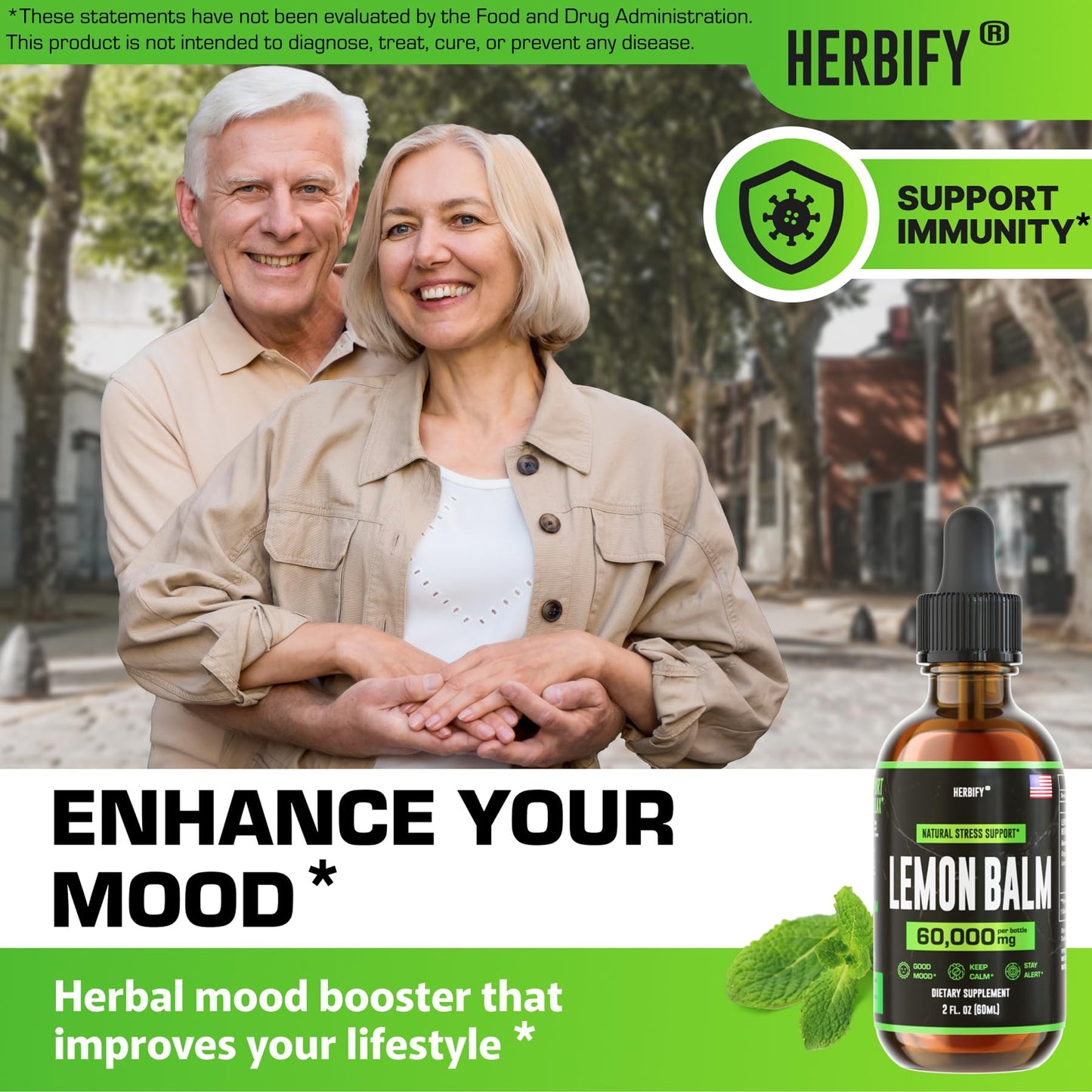 HERBIFY Lemon Balm Tincture – Melissa Officinalis, Brain & Mood Support (2 oz)
