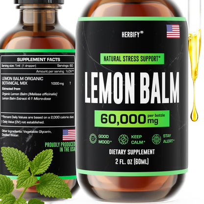 HERBIFY Lemon Balm Tincture – Melissa Officinalis, Brain & Mood Support (2 oz)