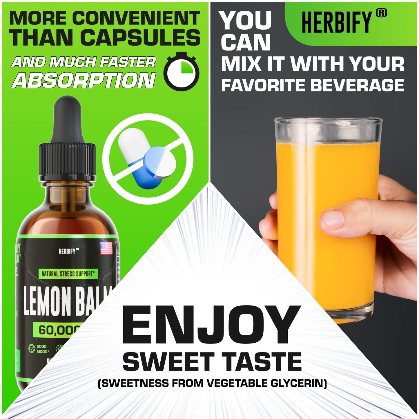 HERBIFY Lemon Balm Tincture – Melissa Officinalis, Brain & Mood Support (2 oz)