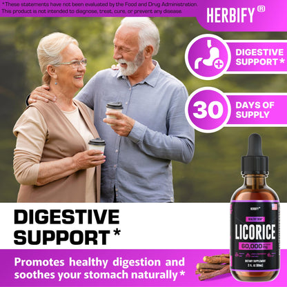 HERBIFY Licorice Root Extract – Powerful Licorice Supplement for Lung Health, Skin Support, and Immune Wellness (USA Made, 2oz)