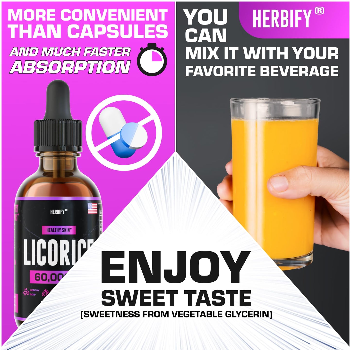 HERBIFY Licorice Root Extract – Powerful Licorice Supplement for Lung Health, Skin Support, and Immune Wellness (USA Made, 2oz)