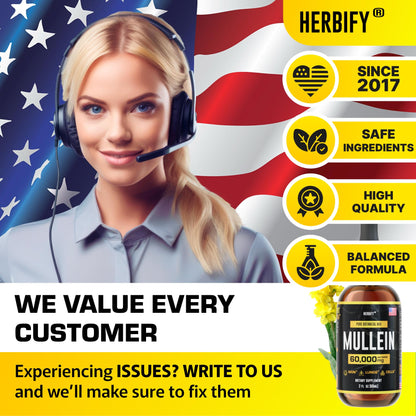 HERBIFY Mullein Extract 2 oz Tincture for Respiratory Health – Mullein Leaf & Flowers Blend