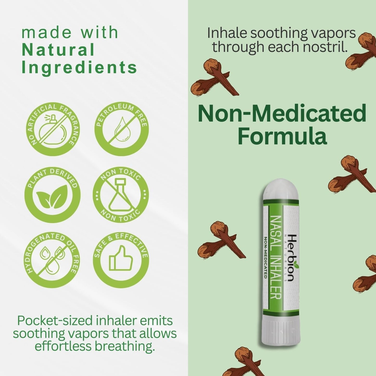 HERBION Naturals Nasal Inhaler - Non-Medicated Congestion Relief (0.05 fl oz)