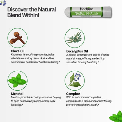 HERBION Naturals Nasal Inhaler - Non-Medicated Congestion Relief (0.05 fl oz)