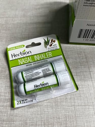 HERBION Naturals Nasal Inhaler - Non-Medicated Essential Oil Relief for Congestion & Sinus Pressure (Pack of 2)