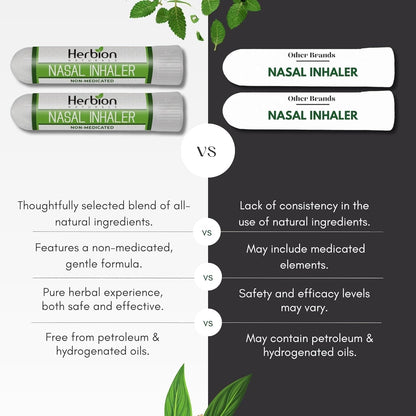 HERBION Naturals Nasal Inhaler - Non-Medicated Essential Oil Relief for Congestion & Sinus Pressure (Pack of 2)