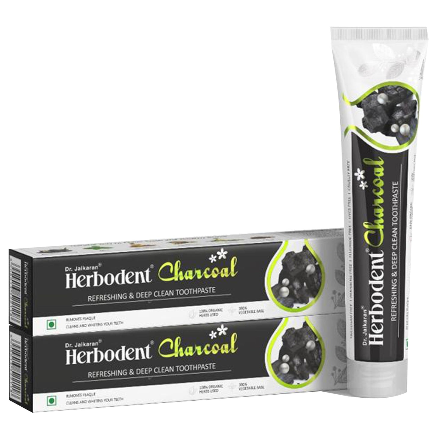 Herbodent Charcoal Toothpaste – 6.53 Oz Pack of 2 | Whitens Teeth & Fresh Breath | No Bleach, No Fluoride