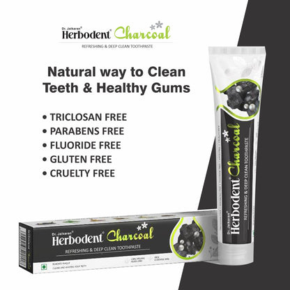 Herbodent Charcoal Toothpaste – 6.53 Oz Pack of 2 | Whitens Teeth & Fresh Breath | No Bleach, No Fluoride