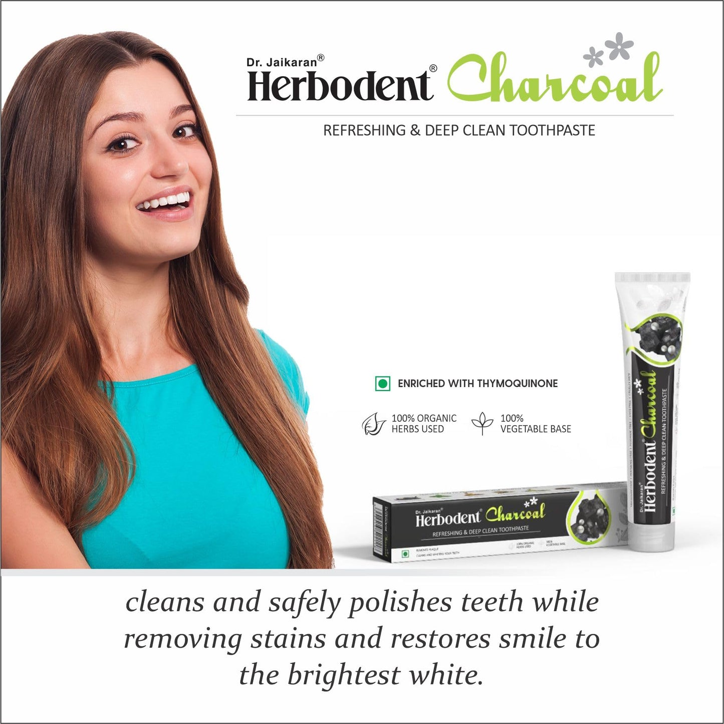 Herbodent Charcoal Toothpaste – 6.53 Oz Pack of 2 | Whitens Teeth & Fresh Breath | No Bleach, No Fluoride