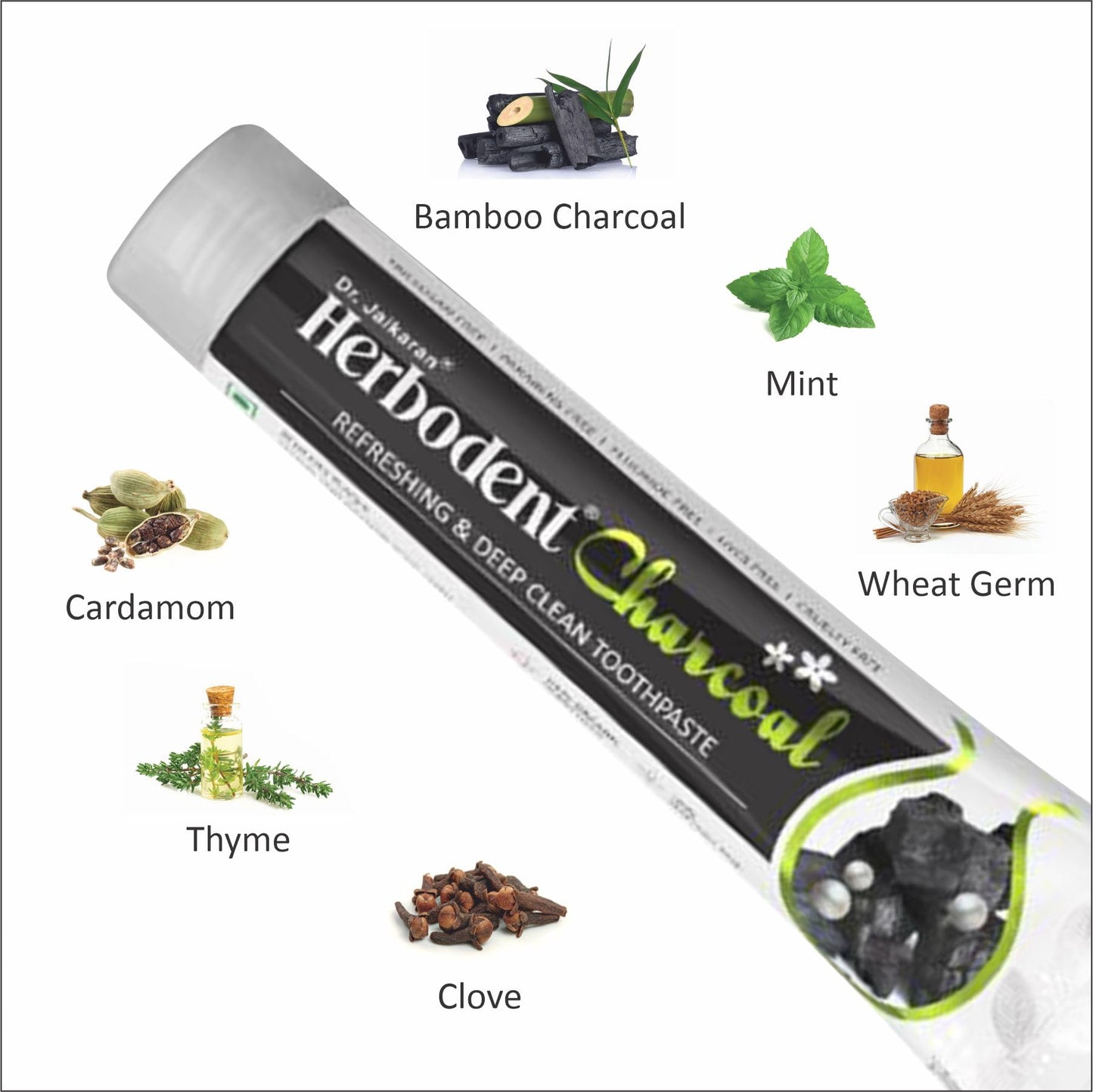 Herbodent Charcoal Toothpaste – 6.53 Oz Pack of 2 | Whitens Teeth & Fresh Breath | No Bleach, No Fluoride