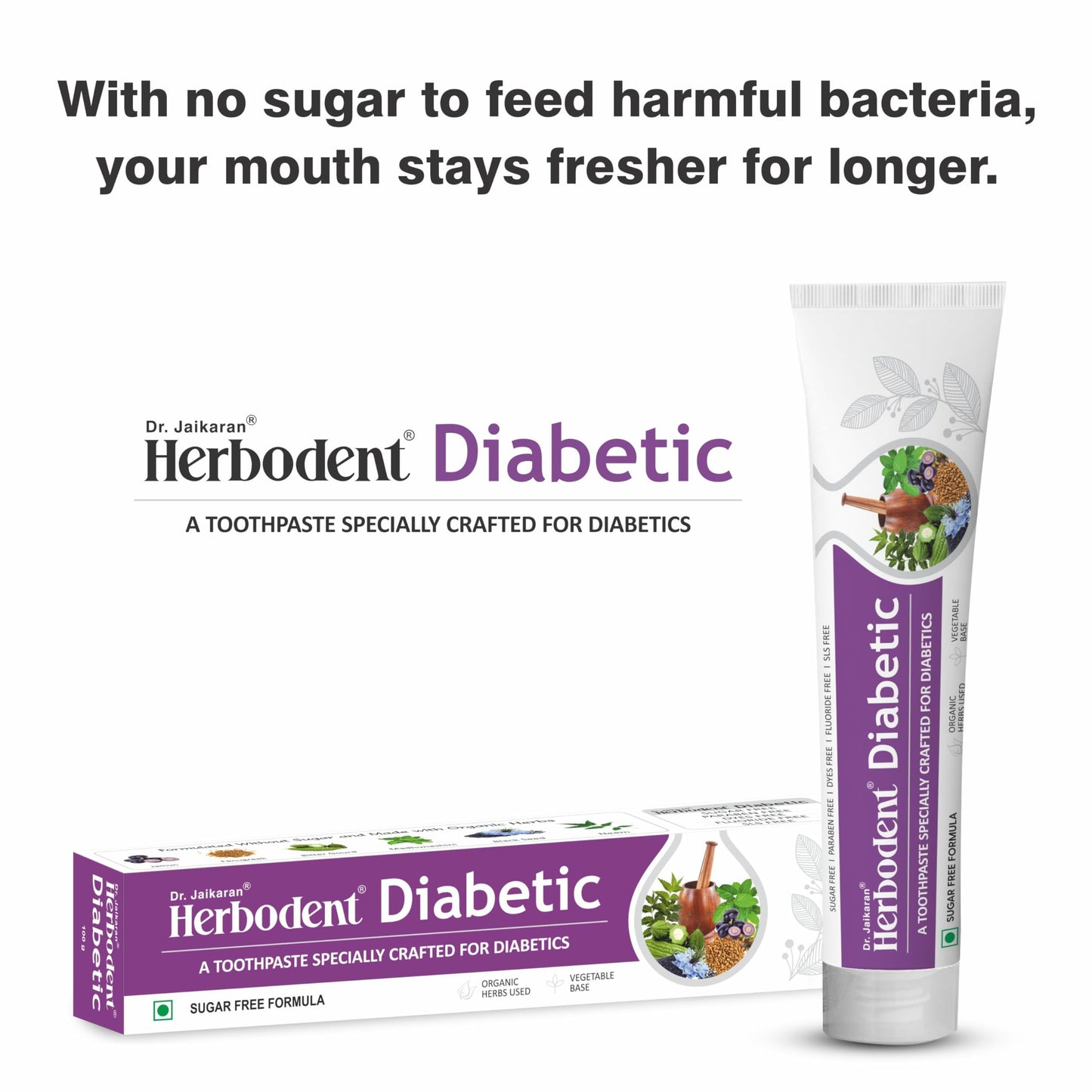 Herbodent Diabetic Toothpaste – 3.53 oz Pack of 2 | SLS & Sugar-Free | 7 Organic Herbs