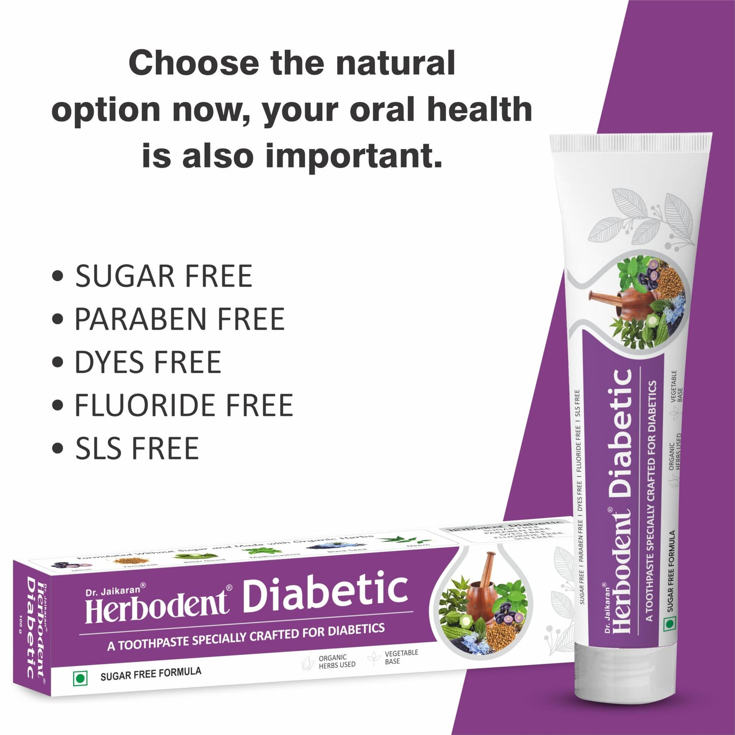Herbodent Diabetic Toothpaste – 3.53 oz Pack of 2 | SLS & Sugar-Free | 7 Organic Herbs