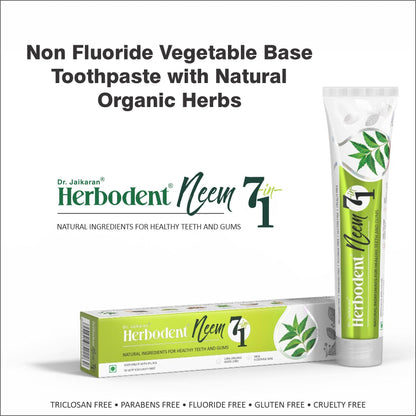 Herbodent Neem 7 in 1 Toothpaste – 6.53 oz (Pack of 6) | Organic Neem, Black Seed, Xylitol, Cardamom & Mint