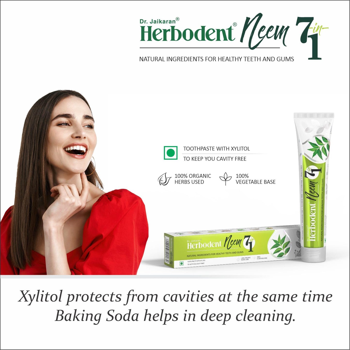 Herbodent Neem 7 in 1 Toothpaste – 6.53 oz (Pack of 6) | Organic Neem, Black Seed, Xylitol, Cardamom & Mint