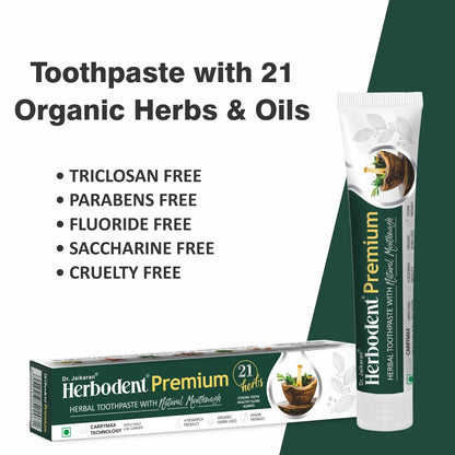 Herbodent ae Premium Toothpaste - 5.82 Oz | 21 Herbs for Strong Teeth & Healthy Gums - Neem, Clove, Cinnamon, Cardamom | Natural Mouthwash | No Paraben, No Fluoride, No Saccharin, No Triclosan