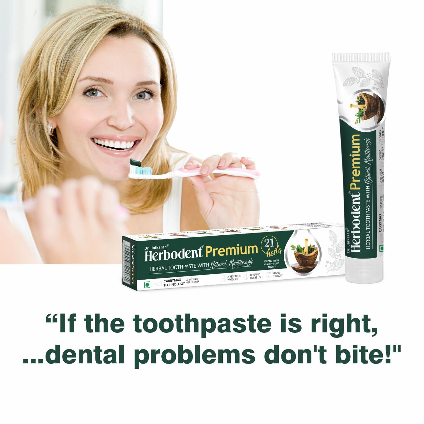 Herbodent ae Premium Toothpaste - 5.82 Oz | 21 Herbs for Strong Teeth & Healthy Gums - Neem, Clove, Cinnamon, Cardamom | Natural Mouthwash | No Paraben, No Fluoride, No Saccharin, No Triclosan