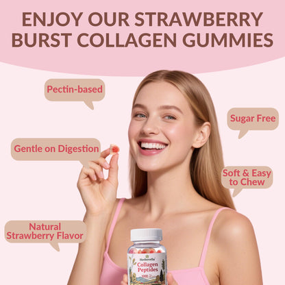 Herbovella Marine Collagen Gummies for Women | 1000mg Type I Collagen, Biotin & Hyaluronic Acid