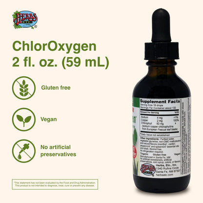 ChlorOxygen Chlorophyll Concentrate by Herbs Etc. - Alcohol-Free, Highly-Concentrated Chlorophyll | 2 oz (132 Servings)