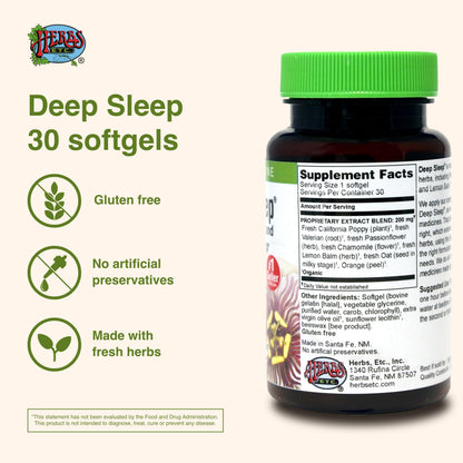 Herbs Etc. Deep Sleep Softgels - Herbal Sleep Support | 30 Softgels