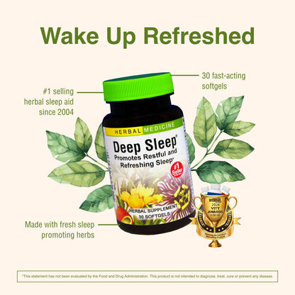 Herbs Etc. Deep Sleep Softgels - Herbal Sleep Support | 30 Softgels
