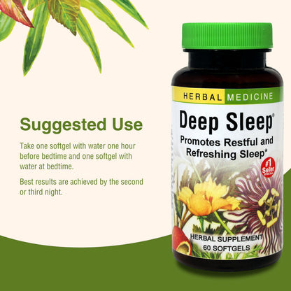 Herbs Etc. Deep Sleep Softgels – Herbal Sleep Support with Passionflower, Chamomile & Lemon Balm (60 Softgels)