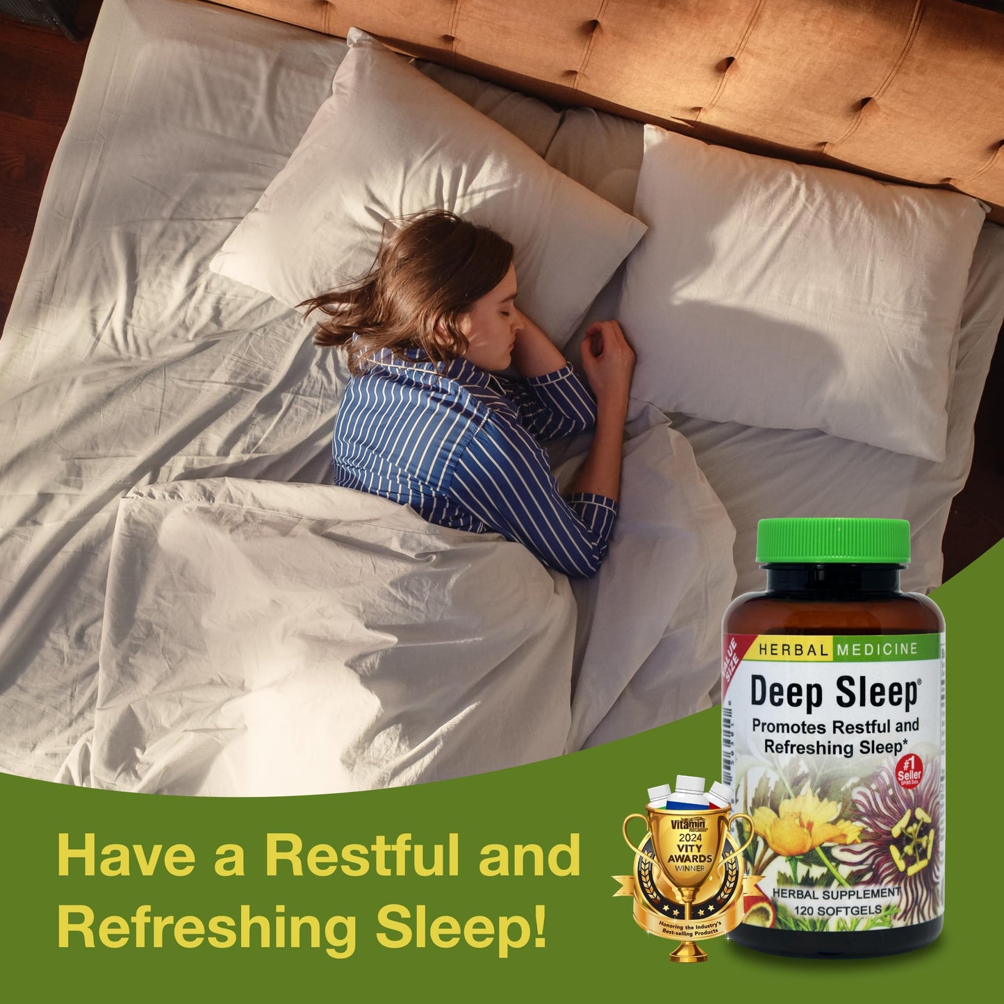 Herbs Etc. Deep Sleep Softgels – Herbal Sleep Support with Passionflower, Chamomile & Lemon Balm | 120 Softgels