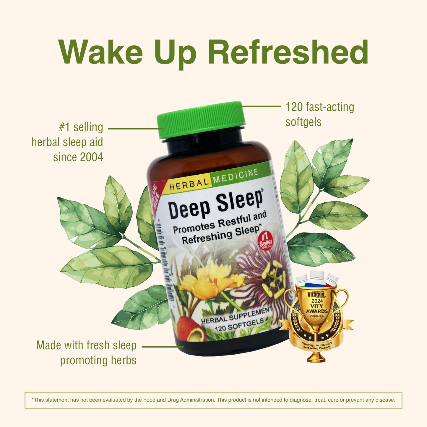 Herbs Etc. Deep Sleep Softgels – Herbal Sleep Support with Passionflower, Chamomile & Lemon Balm | 120 Softgels