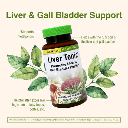 Herbs Etc. Liver Tonic – Gallbladder & Liver Health Supplement | Milk Thistle, Schisandra & Oregon Grape | 60 Softgels