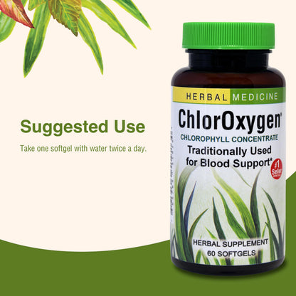 Herbs Etc. ChlorOxygen Chlorophyll Concentrate – Blood Circulation & Energy Support (60 Softgels)