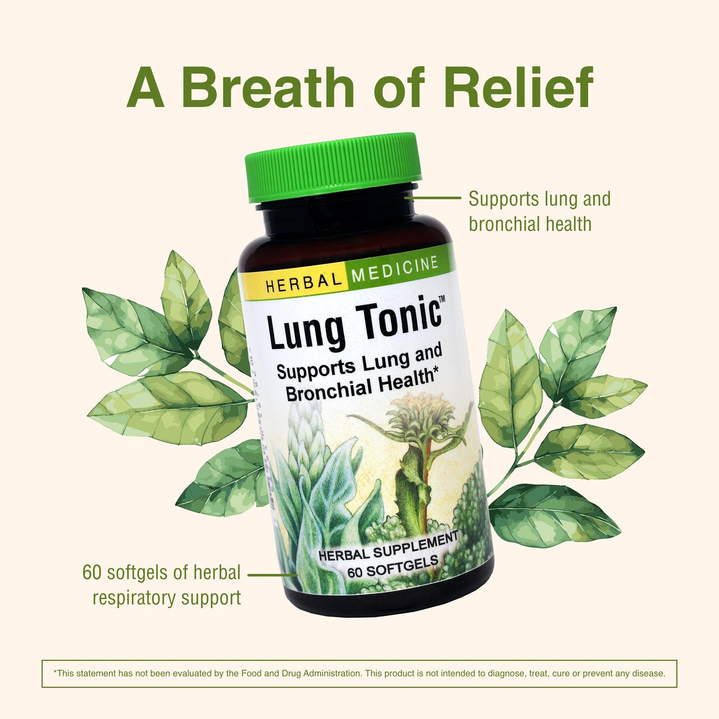Herbs Etc. Lung Tonic - Lung & Respiratory Support - 60 Softgels