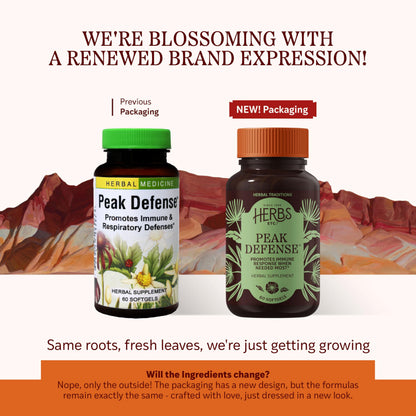 Herbs Etc. Peak Defense – Immune Support & Respiratory Health | Gluten-Free, 60 Softgels