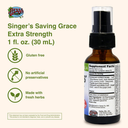 Herbs Etc. Singer's Saving Grace Extra Strength Throat Spray with Licorice (1 oz)